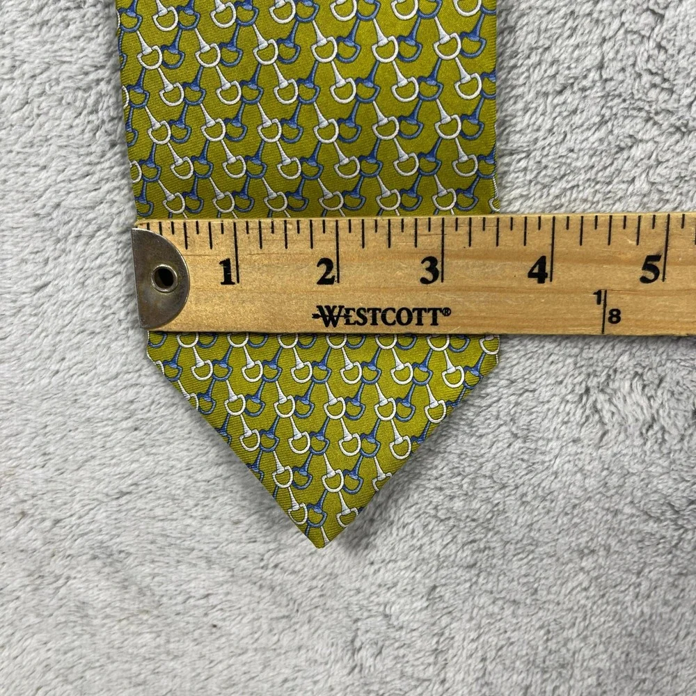 Brooks Brothers Necktie Mens OS Green Horsebit Print Pure Silk Made in USA